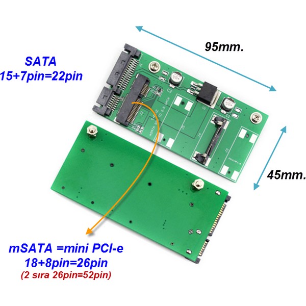 mSATA%20SSD%20to%20SATA%20Dönüştürücü%20Adaptör%20dişi%20to%20erkek%20(30x50mm%20SSD%20için)